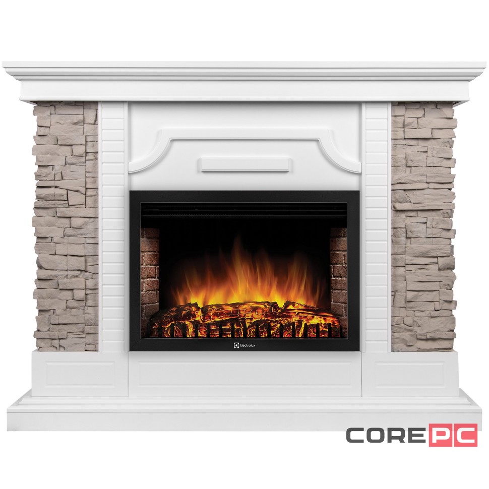 Каминокомплект: Очаг Electrolux EFP/P-2520LS N, портал Florida 25 белый, серый
