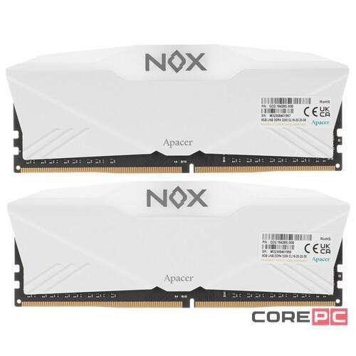 Оперативная память 16 Gb 3200 MHz Apacer NOX RGB OC White (AH4U16G32C28YNWAA-2)