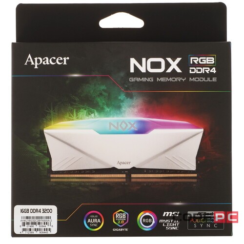 Оперативная память 16 Gb 3200 MHz Apacer NOX RGB OC White (AH4U16G32C28YNWAA-2)
