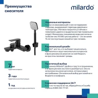 Смеситель для ванны Milardo MAZBL00M02, рычажное управление, цвет черный матовый