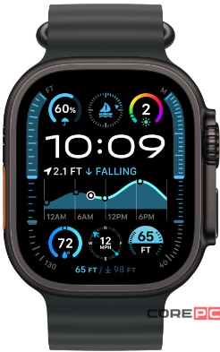 Apple Watch Ultra 2 (2024) 49mm Black Titanium Case with Black Ocean Band (One Size)