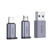 Адаптер WIWU Concise 3 в 1 Type-C на USB /Micro SD/Lightning (Wi-C031) (Grey)