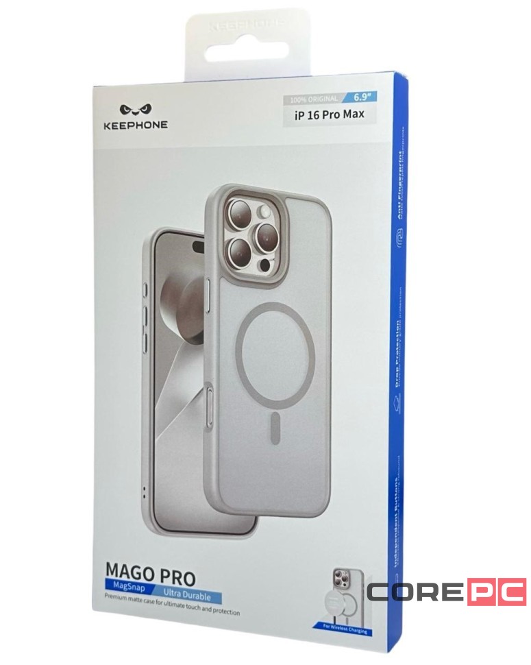 Накладка для i-Phone 16 Pro Max Keephone Mago Pro MagSnap серый