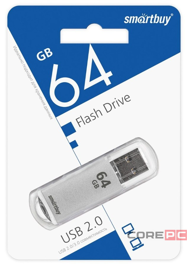 3.0 USB флеш накопитель Smartbuy 64GB V-Cut Silver (SB64GBVC-S3)