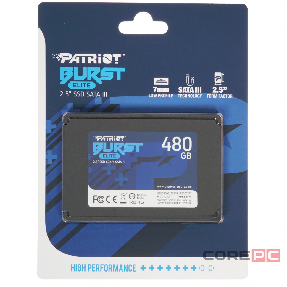 Твердотельный накопитель Patriot 480 Gb BURST E (PBE480GS25SSDR)