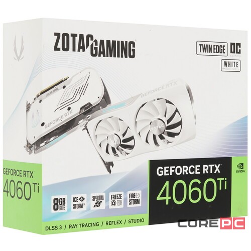 Видеокарта Zotac (ZT-D40610Q-10M) GeForce RTX 4060 Ti 8GB TWIN EDGE OC WHITE ED