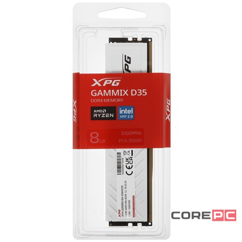 Оперативная память 8 Gb 3200 MHz ADATA XPG GAMMIX D35 RGB White (AX4U32008G16A-SWHD35)