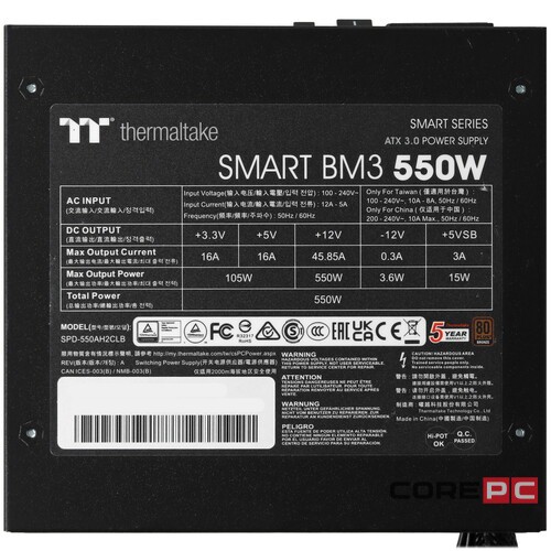 Блок питания Thermaltake 550W Smart BM3 0550 (PS-SPD-0550MNFABE-3) 16 Pin (PCIe 5.0 Connector Cable Details)