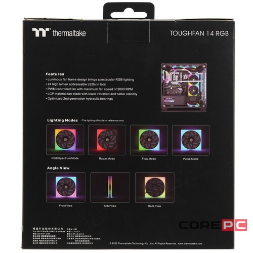 Комплект вентиляторов для корпуса Thermaltake TOUGHFAN 14 RGB CL-F136-PL14SW-A PWM