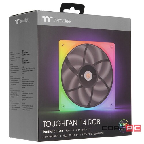 Комплект вентиляторов для корпуса Thermaltake TOUGHFAN 14 RGB CL-F136-PL14SW-A PWM