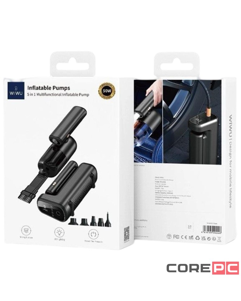 Автомобильный компрессор/пылесос WIWU Inflatable Pumps 5в1 Wi-AI002 черный