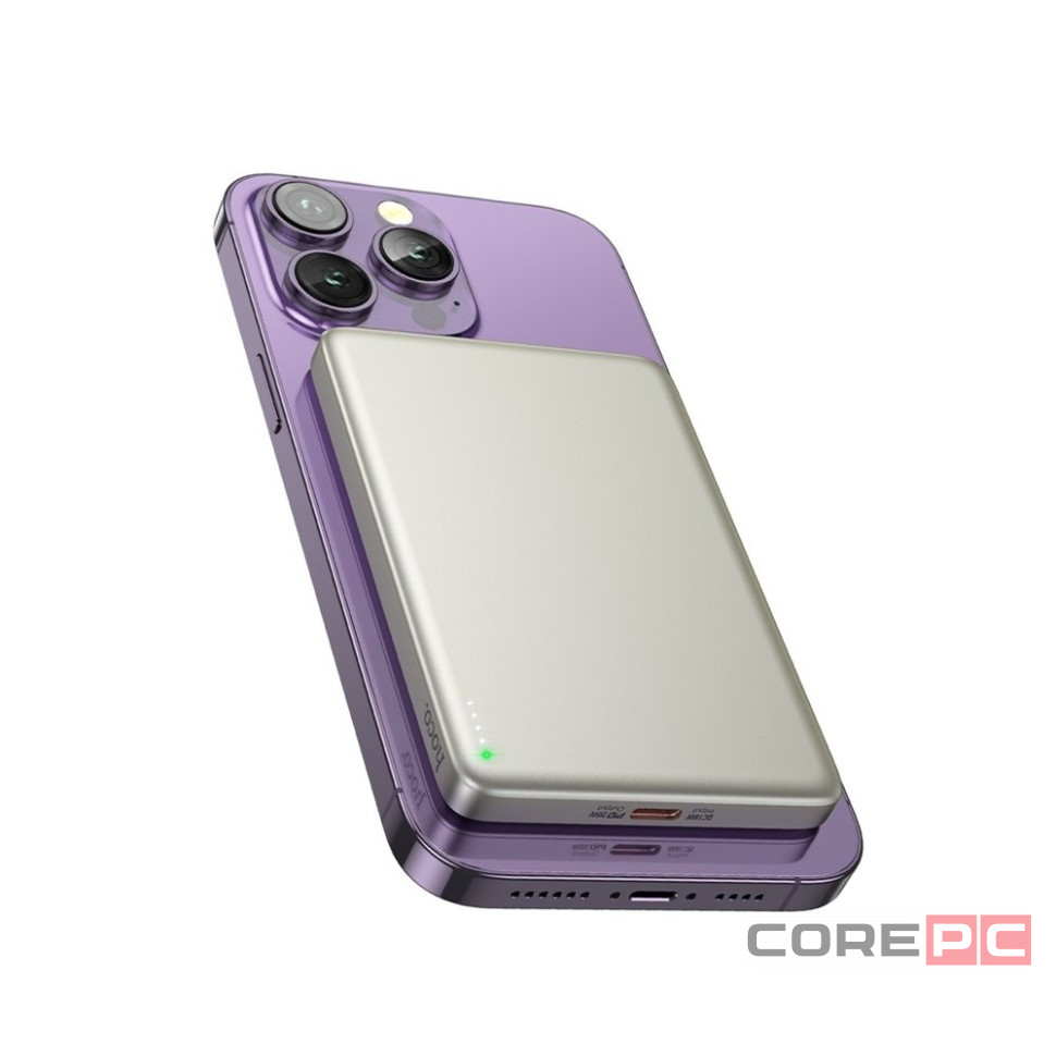 Powerbank с беспроводной зарядкой MagSafe Hoco Q26 5000mAh 1USB-C 20W серый