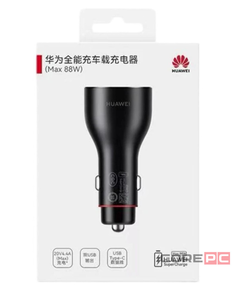 Автомобильное заряд. устр. Huawei P0015 2USB/1C 4.4A 88W черное