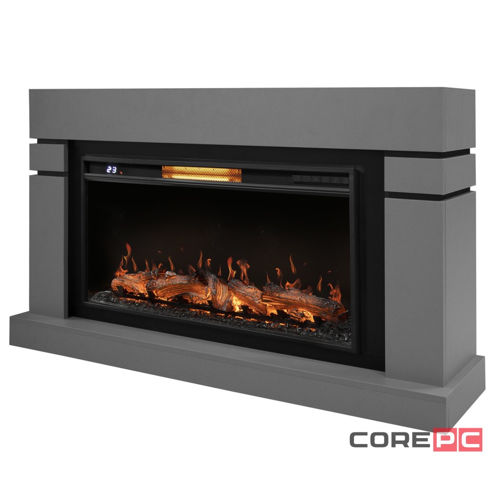 Каминокомплект: Очаг Electrolux EFP/P-3620LS, портал Lindos 42/40/36, светло-серый, р/в