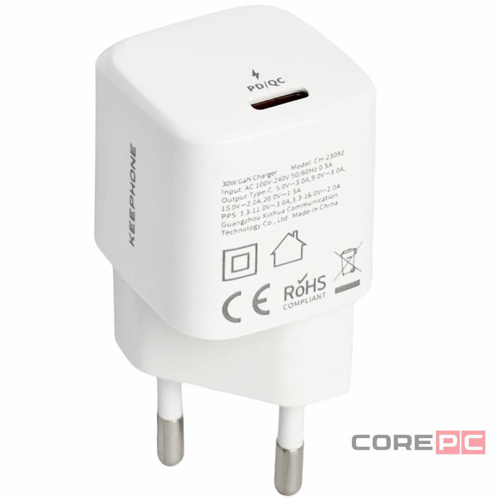 Сетевое зар. устр. Keephone CH-23092 1C 30W белое