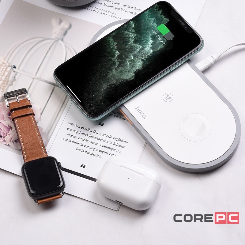 Беспроводное зарядное устройство Hoco (CW24) 3-in-1 Wireless Fast Charger (белый)