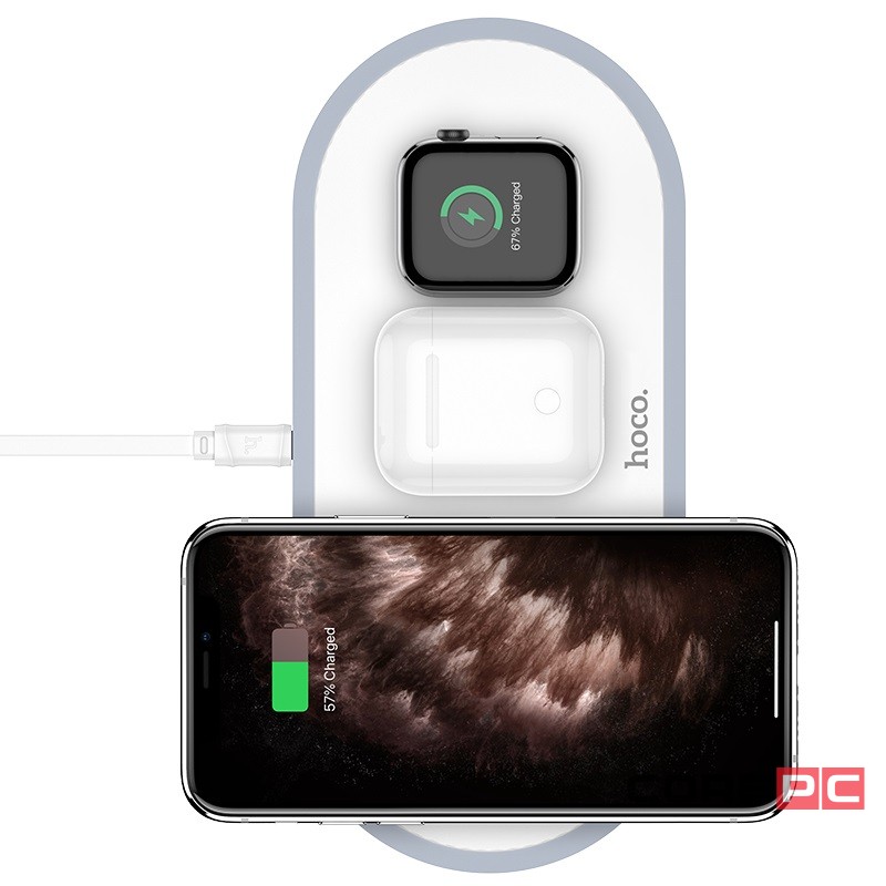 Беспроводное зарядное устройство Hoco (CW24) 3-in-1 Wireless Fast Charger (белый)