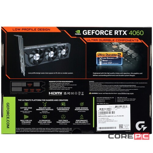 Видеокарта Gigabyte (GV-N4060OC-8GL) GeForce RTX 4060 8GB Low Profile OC