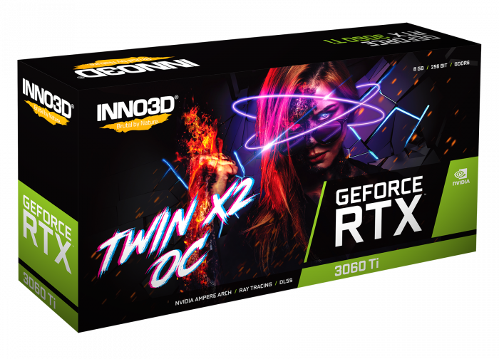 Видеокарта INNO3D (N306T2-08D6X-119032DH) GeForce RTX 3060 Ti 8GB TWIN X2 OC LHR