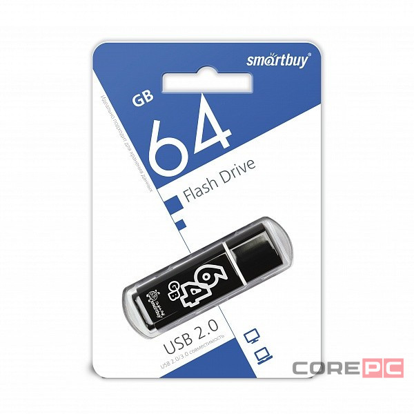 USB флеш накопитель Smartbuy 64GB Glossy series Black (SB64GBGS-K)