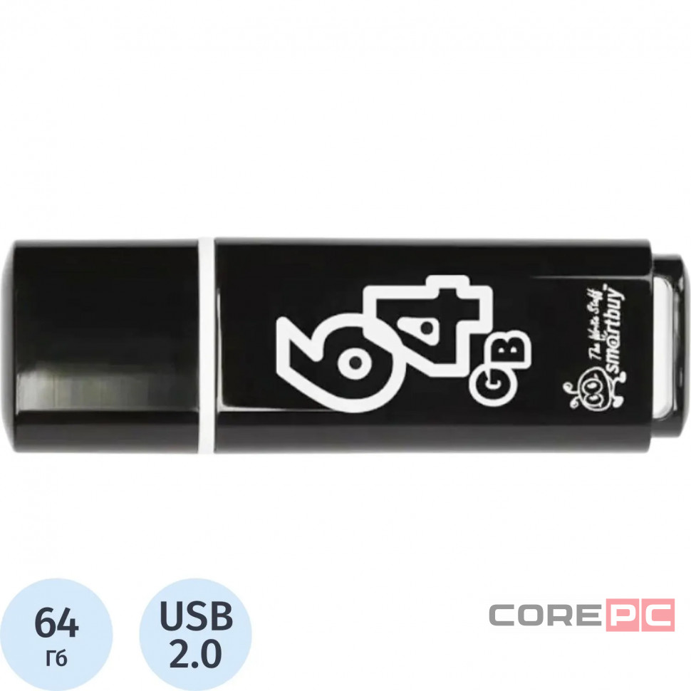 USB флеш накопитель Smartbuy 64GB Glossy series Black (SB64GBGS-K)