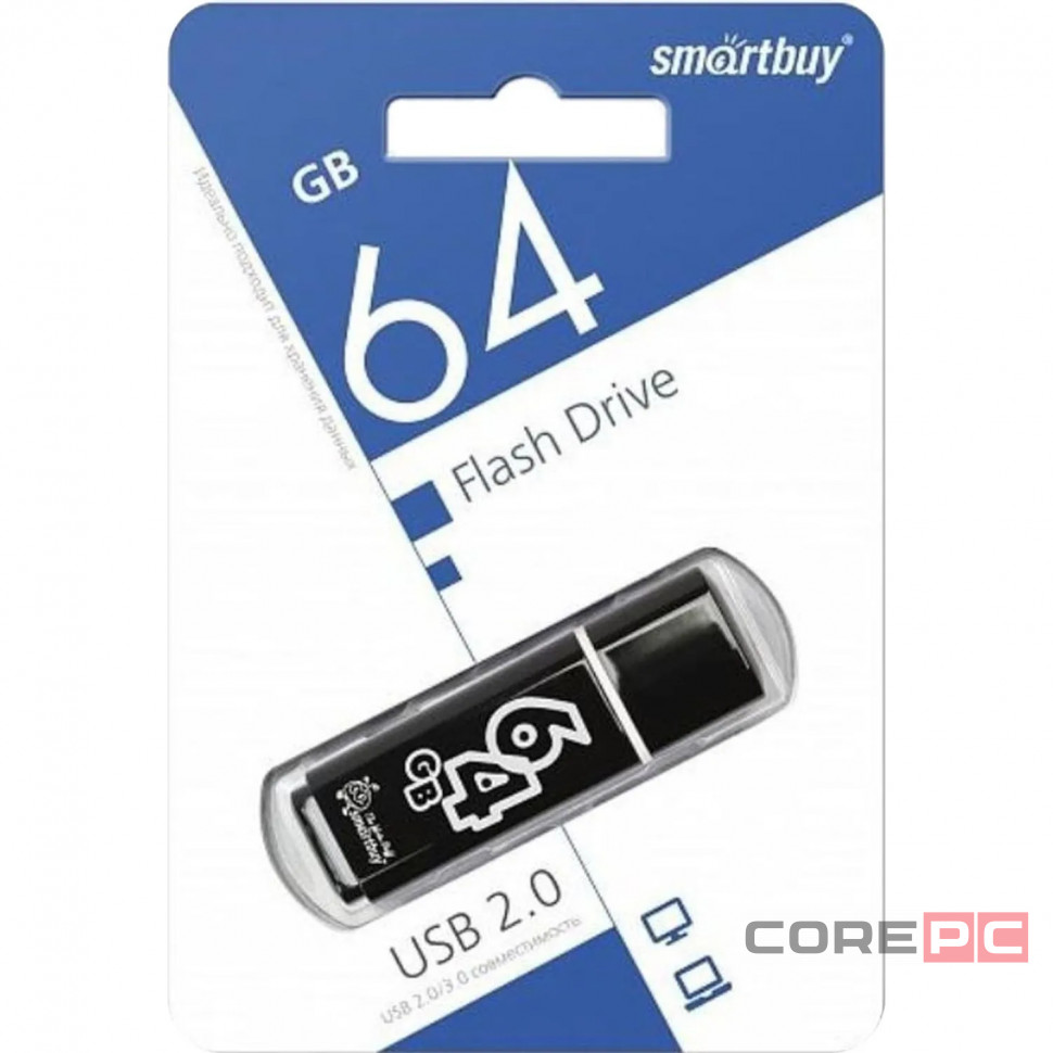 USB флеш накопитель Smartbuy 64GB Glossy series Black (SB64GBGS-K)