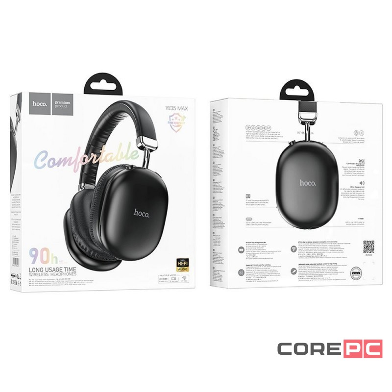Стереонаушники Bluetooth полноразмерные Hoco W35 Max V5.3/45ч черные
