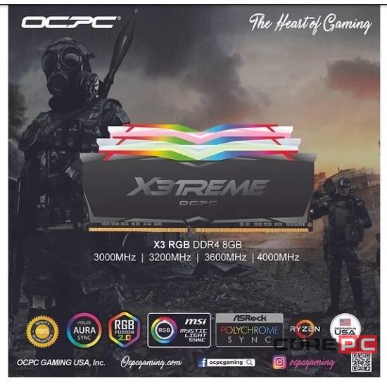 Оперативная память 32 Gb 3600 MHz OCPC X3TREME RGB Blue (MMX3A2K32GD436C18BU)