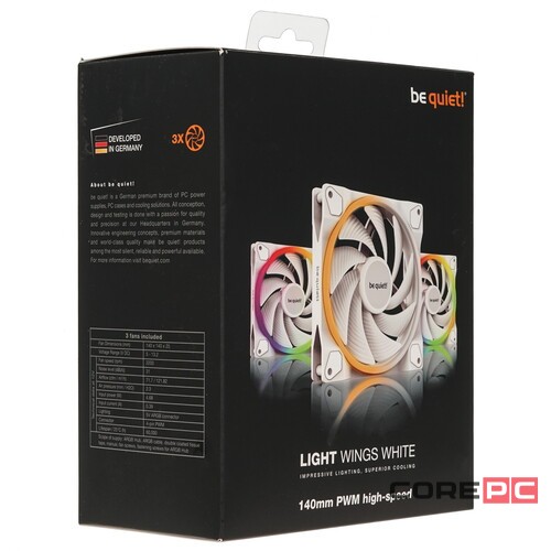 Комплект вентиляторов Be Quiet! LIGHT WINGS RGB White BL103
