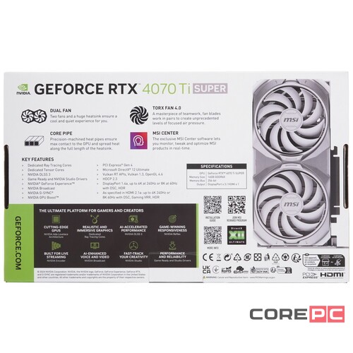 Видеокарта MSI (RTX 4070 Ti SUPER 16G VENTUS 2X) GeForce RTX 4070 Ti SUPER 16GB VENTUS 2X