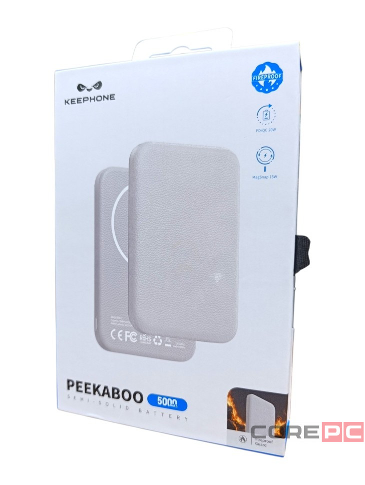 Powerbank магнитный с MagSafe Keephone Peekaboo 5000mAh кожаный белый