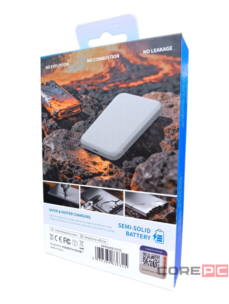 Powerbank магнитный с MagSafe Keephone Peekaboo 5000mAh кожаный белый