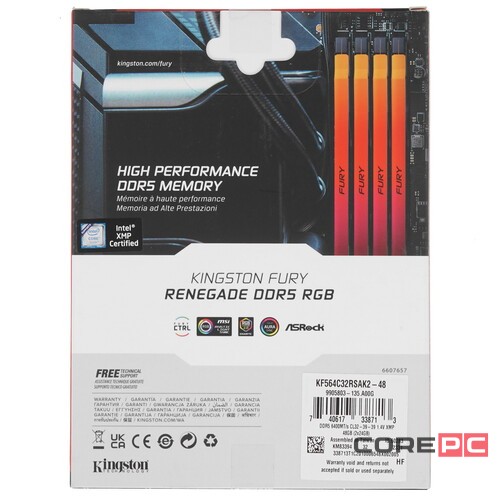 Оперативная память 48 Gb 6400 MHz Kingston FURY Renegade RGB XMP Silver/Black (KF564C32RSAK2-48)