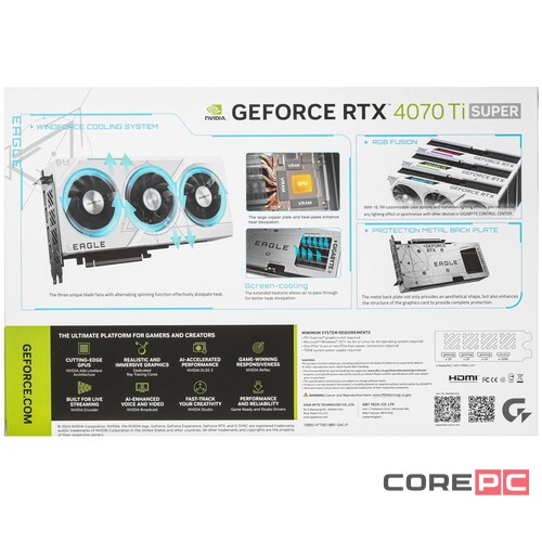 Видеокарта Gigabyte (GV-N407TSEAGLEOCICE-16GD) GeForce RTX 4070 Ti SUPER 16GB EAGLE OC ICE