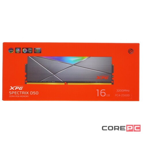 Оперативная память 16 Gb 3200 MHz ADATA XPG SPECTRIX D50 Grey RGB (AX4U320016G16A-ST50)