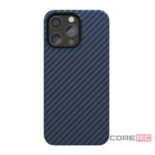 Чехол-накладка Luxo Life+ Magsafe для Apple iPhone 15 Pro карбоновый (черно-синий в полоску)