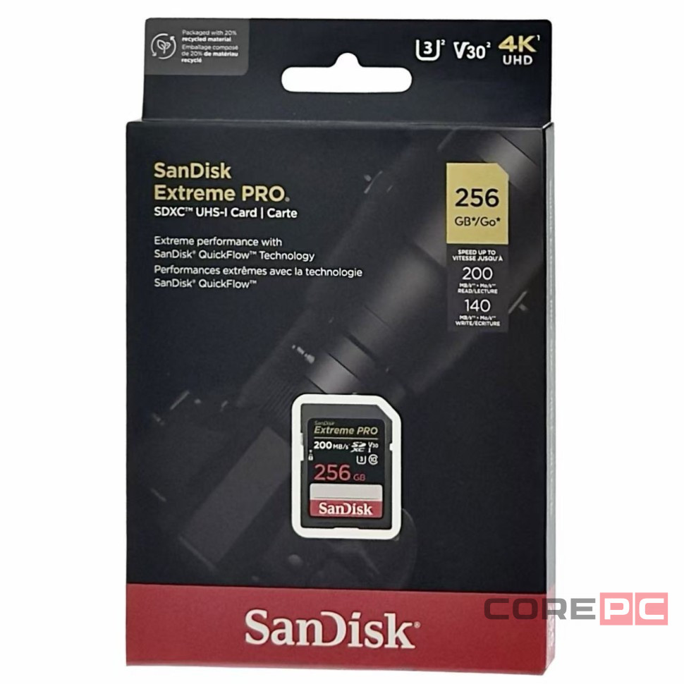 SDXC карта памяти Sandisk Extreme Pro 256GB 170MB/s V30 U3 (SDSDXXY-256G-GN4IN)