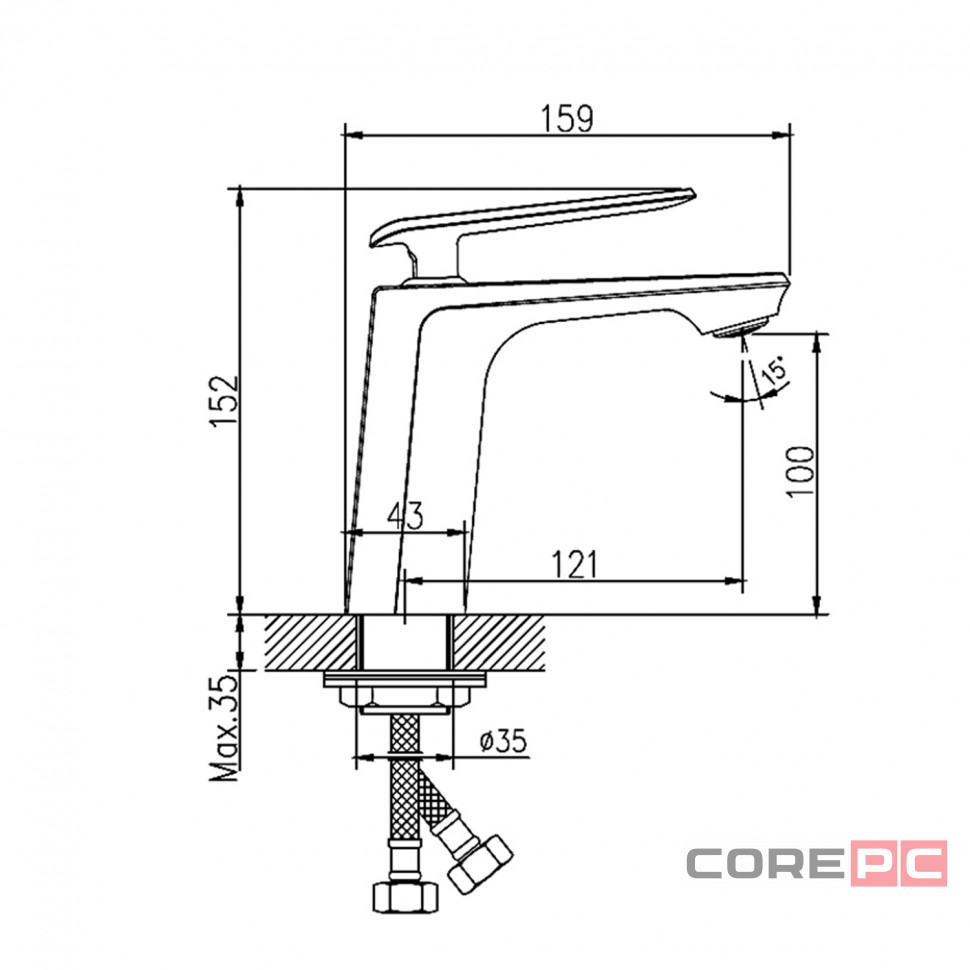 Смеситель для раковины Haiba HB10548-8, рычажное управление, цвет хром/белый