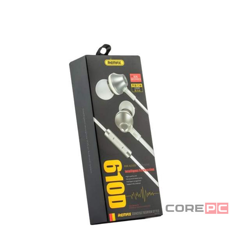 Стереонаушники с микрофоном Remax RM-610D 1.2м плоские серебристые
