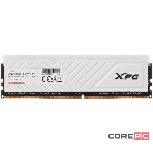 Оперативная память 16 Gb 3600 MHz ADATA XPG SPECTRIX D35G RGB White (AX4U360016G18I-SWHD35G)