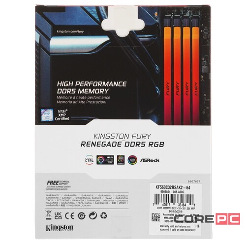 Оперативная память 64 Gb 6000 MHz Kingston FURY Renegade Silver RGB (KF560C32RSAK2-64)
