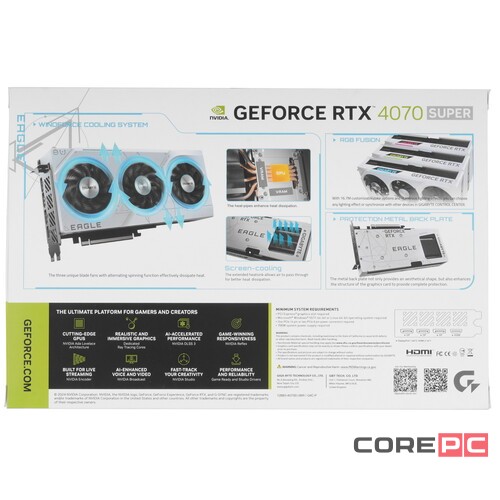 Видеокарта Gigabyte (GV-N407SEAGLEOC ICE-12GD) GeForce RTX 4070 SUPER 12GB EAGLE OC ICE