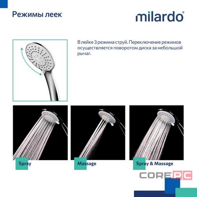 Смеситель для ванны и раковины Milardo RORSB00M10, рычажное управление, цвет хром