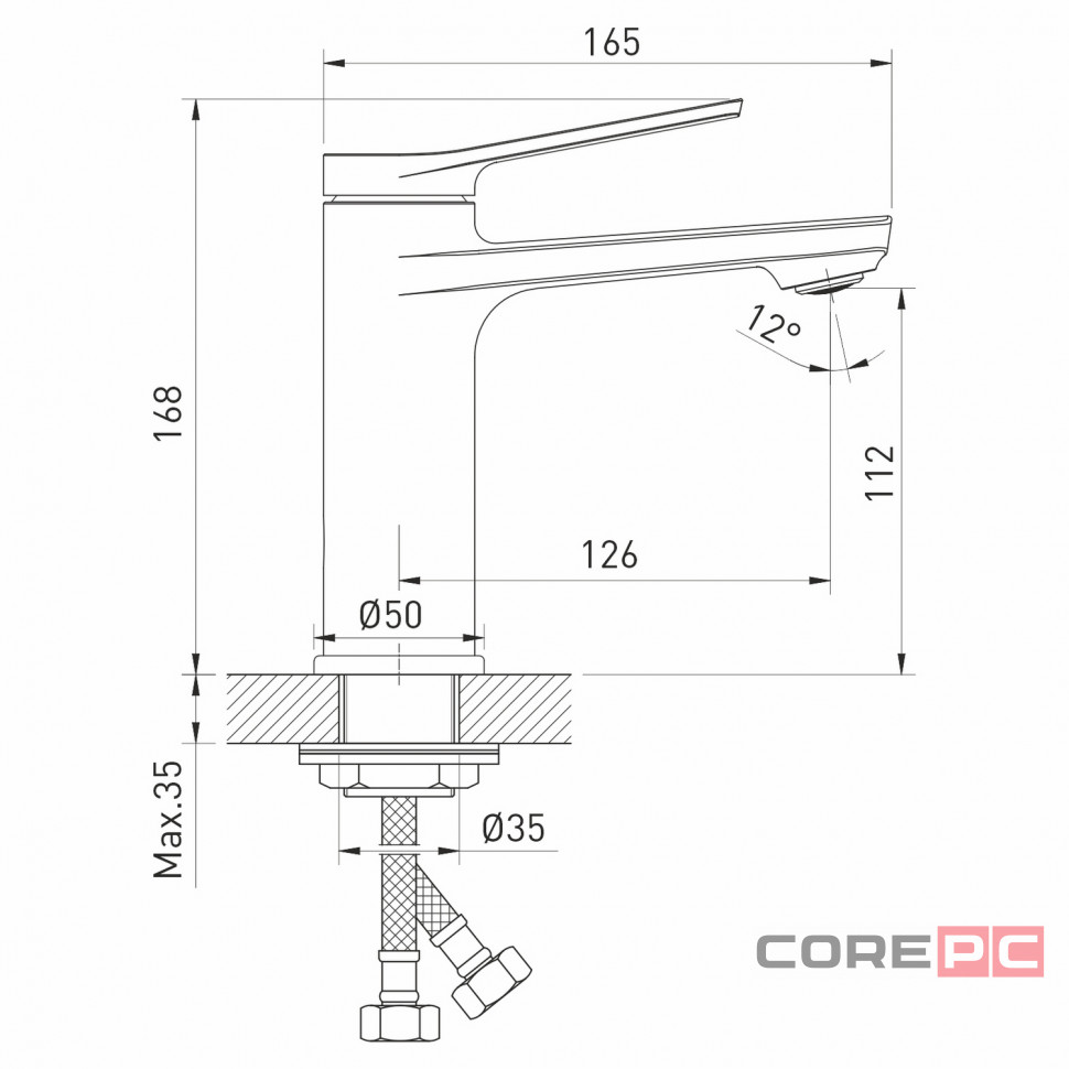 Смеситель для раковины MIXLINE МЛ24-04/ML24-04, рычажное управление, цвет хром