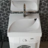 Раковина накладная над стиральной машиной Madera Лист-60 4627173210546, литьевой мрамор, прямоугольная, белый