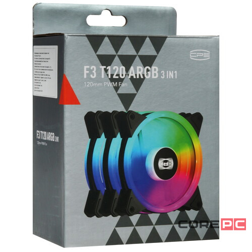 Комплект вентиляторов для корпуса PCCooler F3 T120 ARGB Black (F3-T120BKAM3-GL)