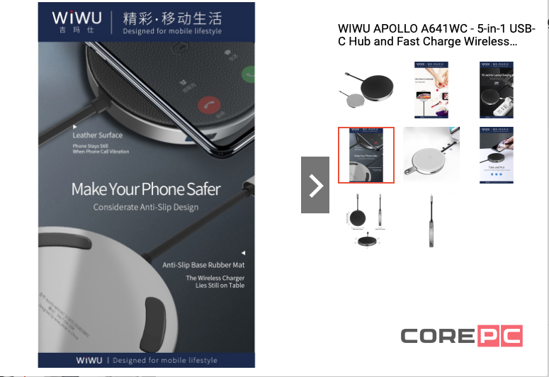 Адаптер Wiwu Apollo USB-C 5 в 1 на USB 3.0/3xUSB 2.0/Wireless Charging 5W (A641WC) (Silver)