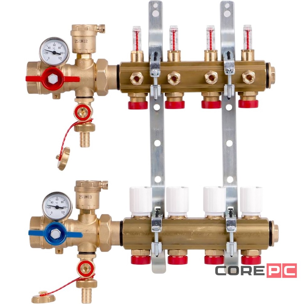 Комплект коллекторного узла Giacomini с расходомерами 1quot; x 18 /4, R553FK104