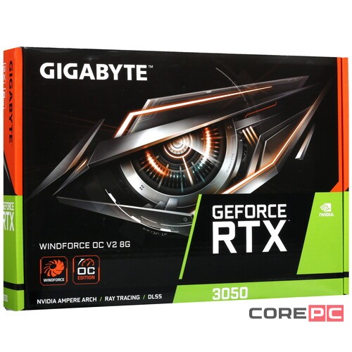 Видеокарта Gigabyte (GV-N3050WF2OCV2-8GD) GeForce RTX 3050 8GB WINDFORCE OC V2