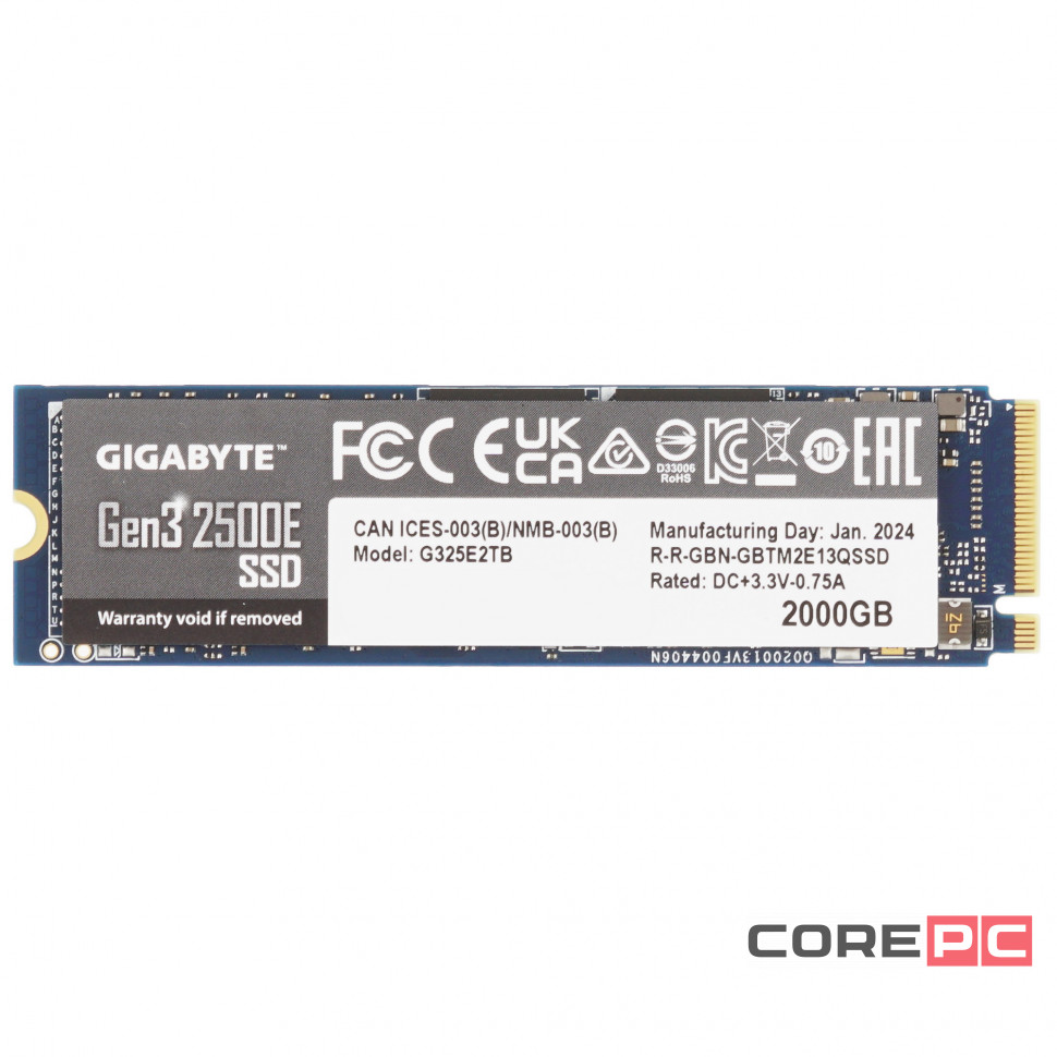 Твердотельный накопитель Gigabyte 2000 Gb Gen3 2500E (G325E2TB)
